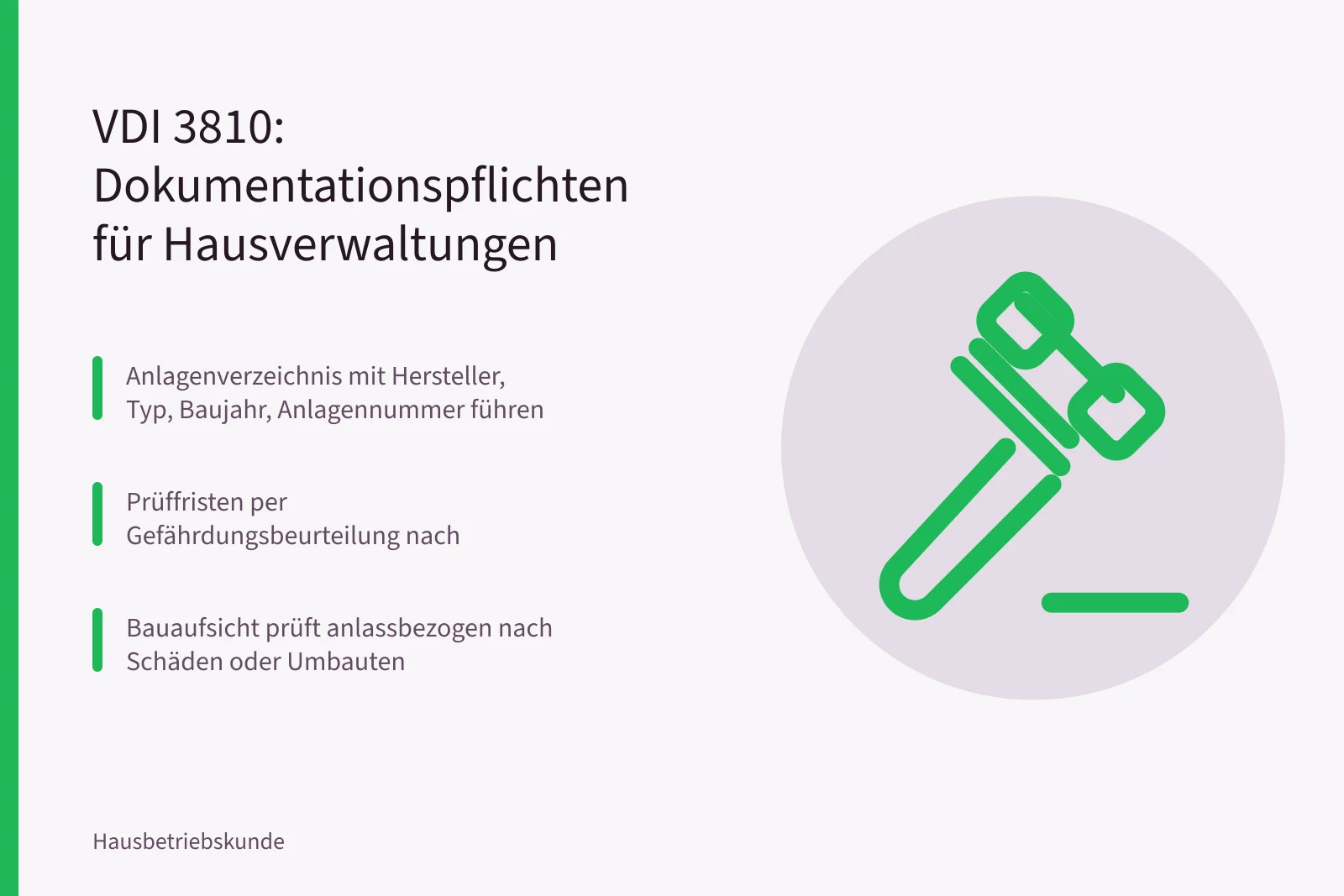 Betriebsdokumentation nach VDI 3810 mit Anlagenverzeichnis und Prüfprotokollen