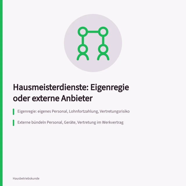 Vergleich von Eigenregie und externen Hausmeisterdiensten mit Anbieternamen. Hausmeisterdienste im Vergleich zu externen Anbietern