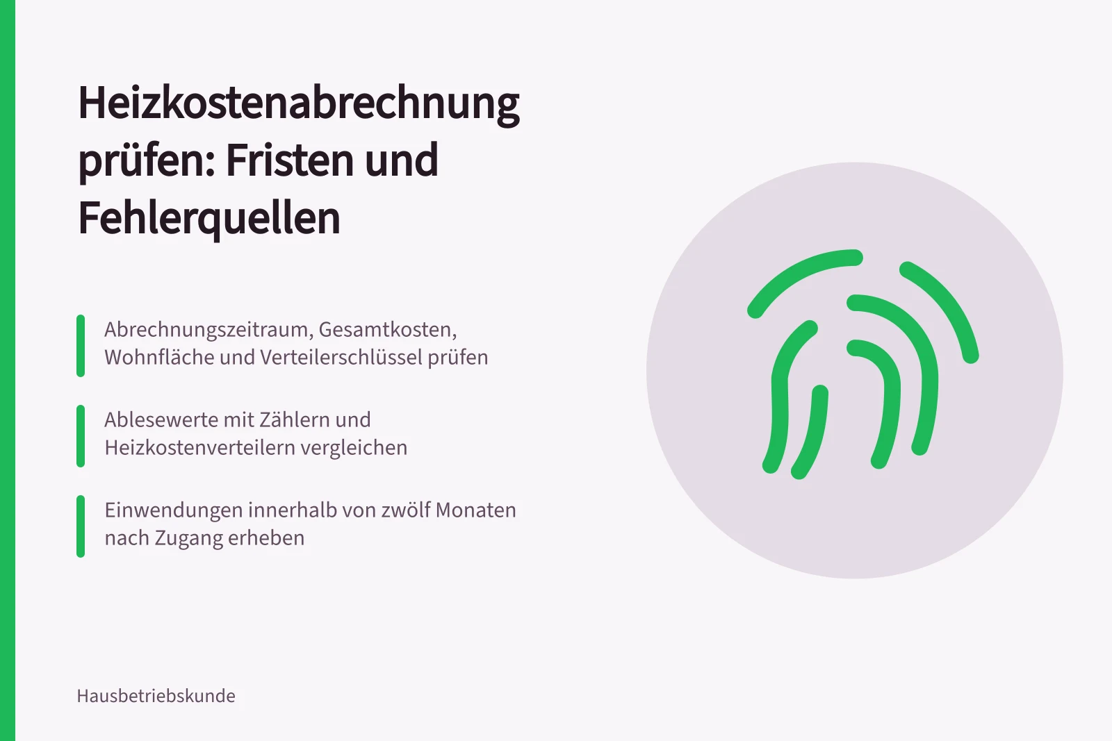 Prüfschema für Heizkostenabrechnung mit Fristen, Ablesewerten und Verteilerschlüssel