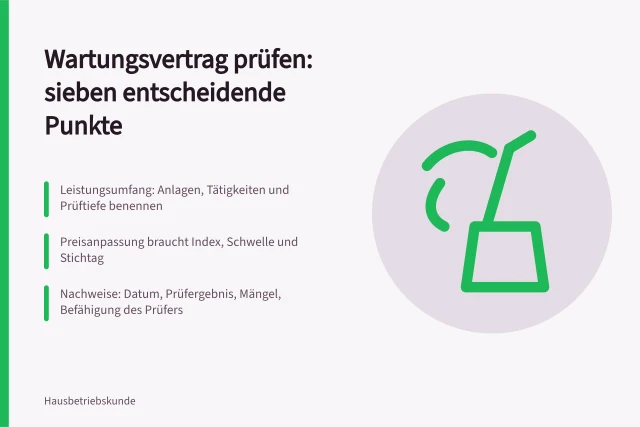 Wartungsvertrag prüfen: sieben Punkte für den Gebäudebetrieb. Wartungsvertrag 7 Punkte für die Prüfung im Gebäude