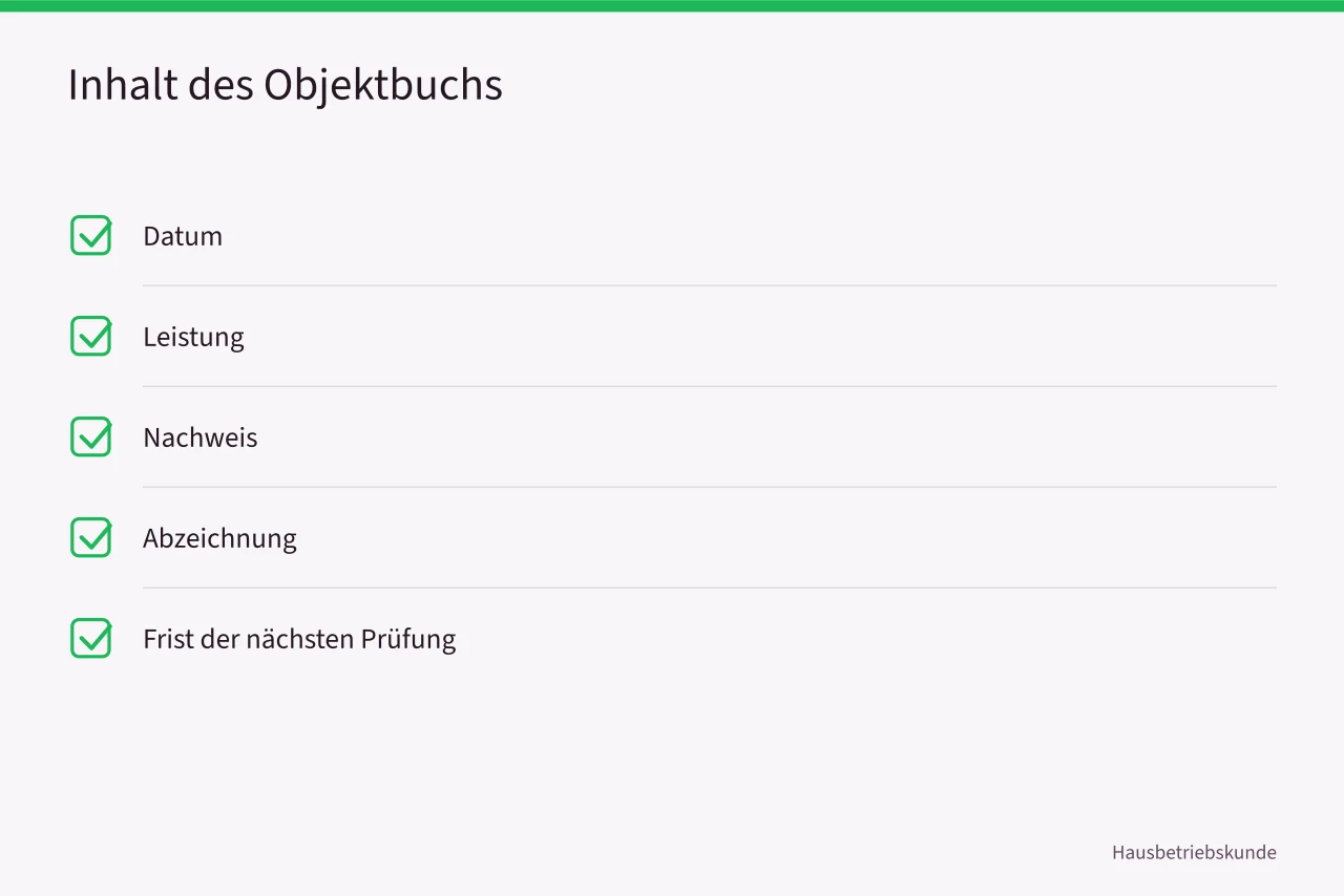 Checkliste mit fünf Feldern für das Objektbuch (3 Schritte zur Dienstleistersteuerung in München, Vergabe und Dokumentation)